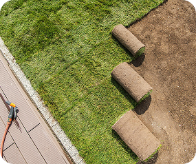 Artificial grass rolls being prepared